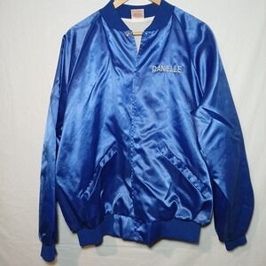 Cardinal VTG Faux Satin Blue Snap-Up Windbreaker‎ Jacket Men's Size XL Lined